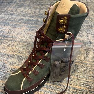 J Crew Elsa Suede and Leather High Shaft Lace-Up Boot - Size 7 NWT